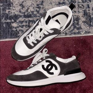 Black and grey Chanel k2606 shoes